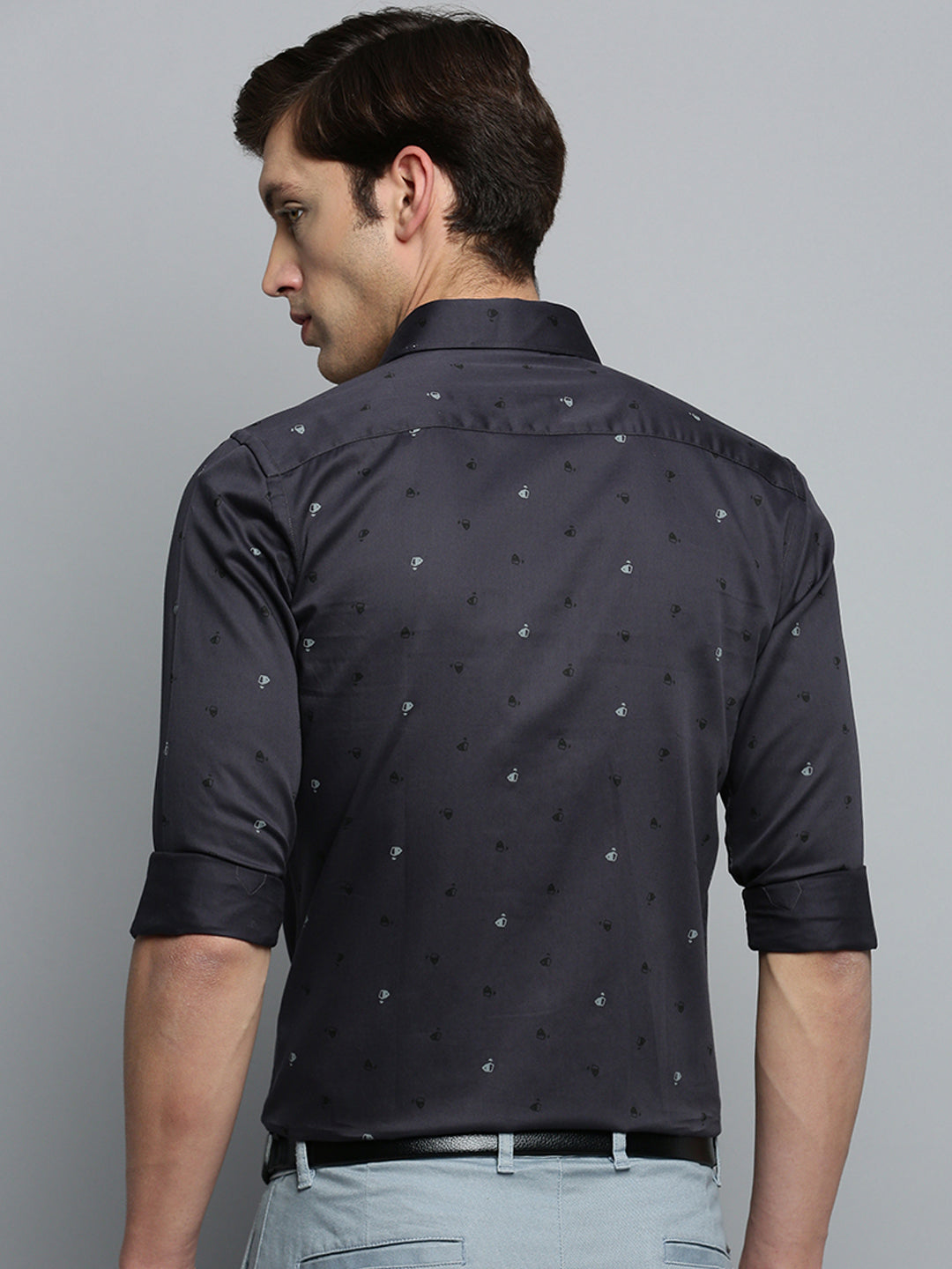 Men Grey Printed Formal Shirt