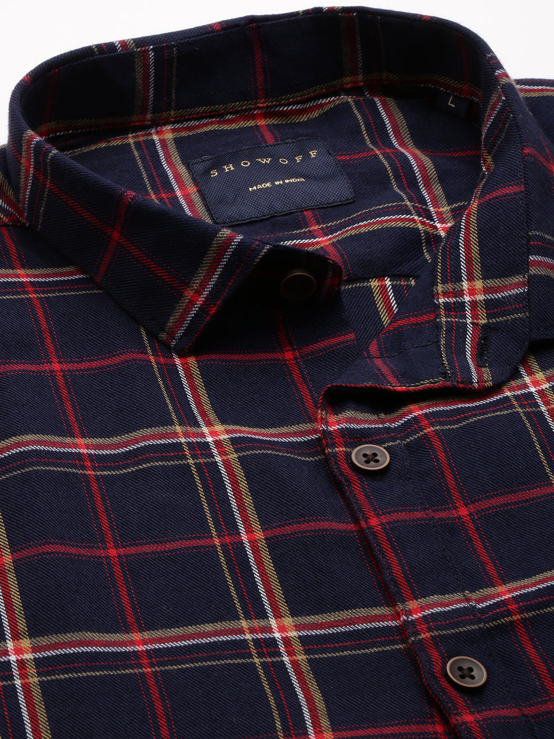 Men Navy Checked Casual Shirt