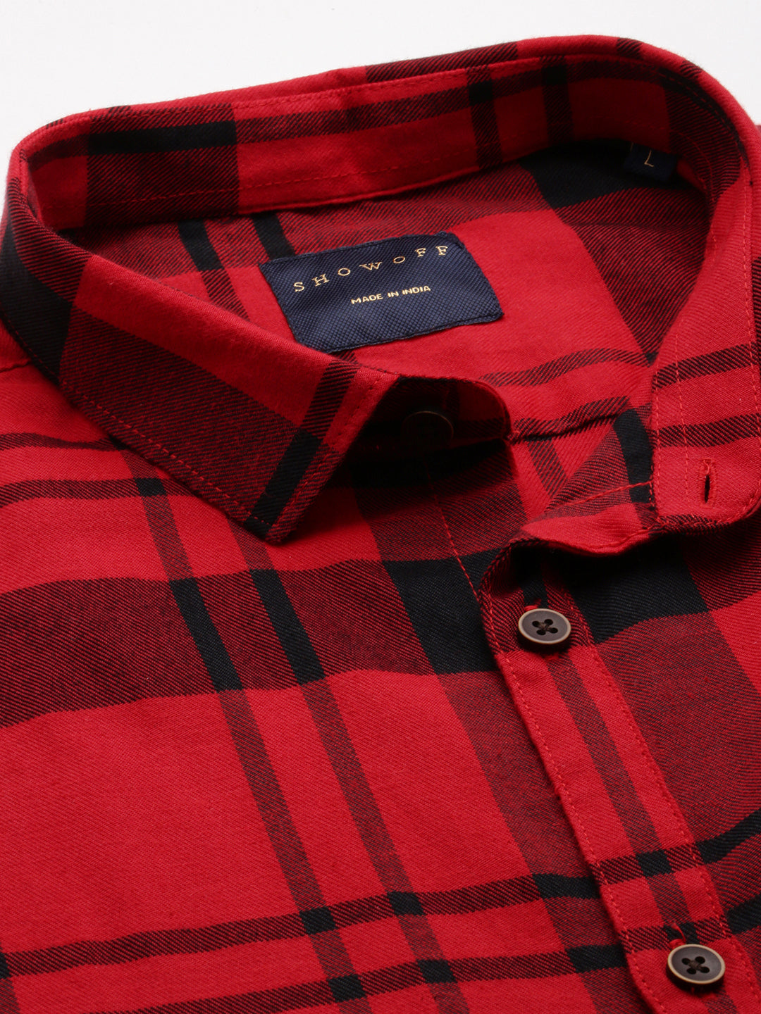 Men Red Checked Casual Shirt