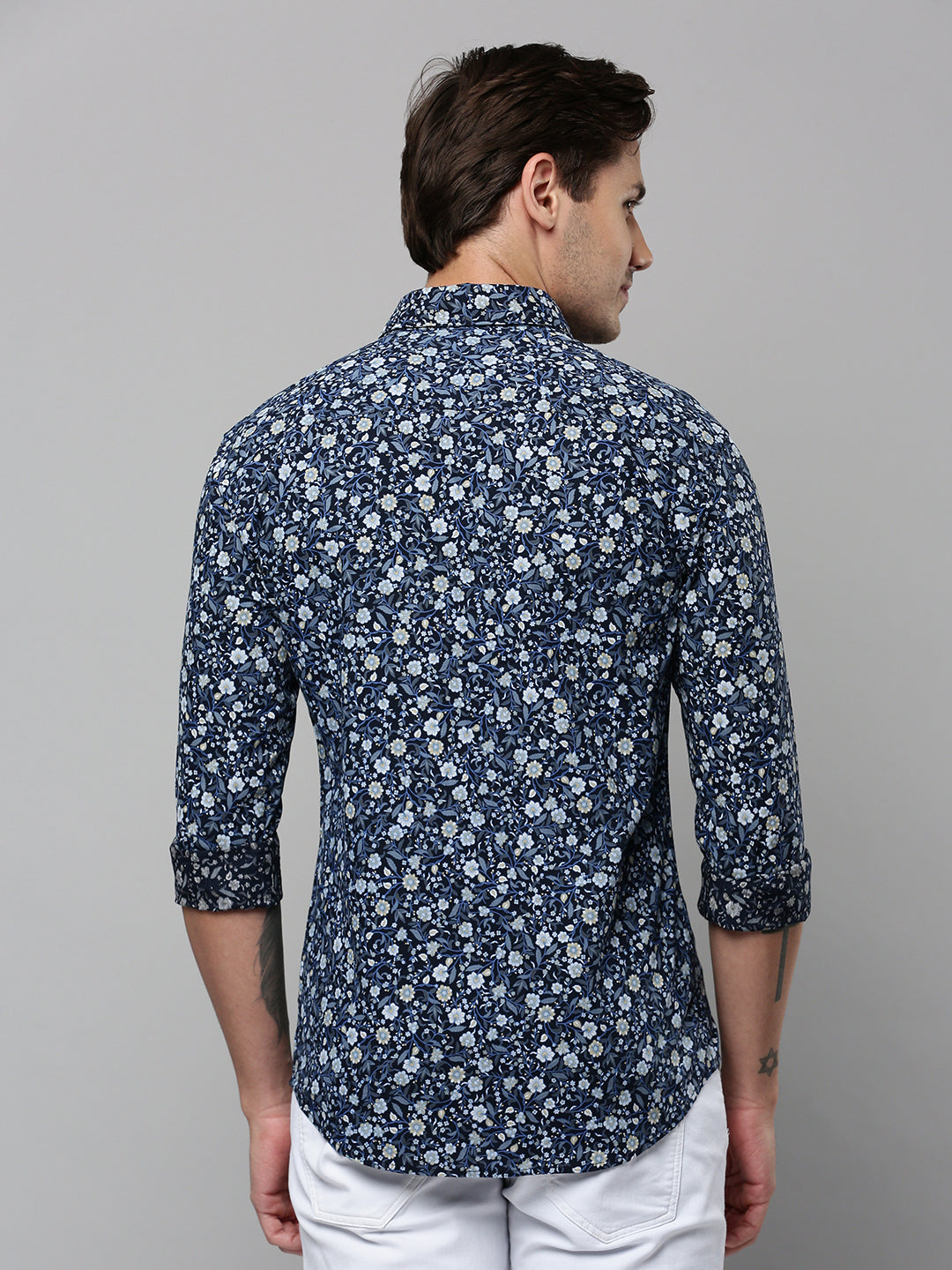 Men Navy Printed Casual Shirt