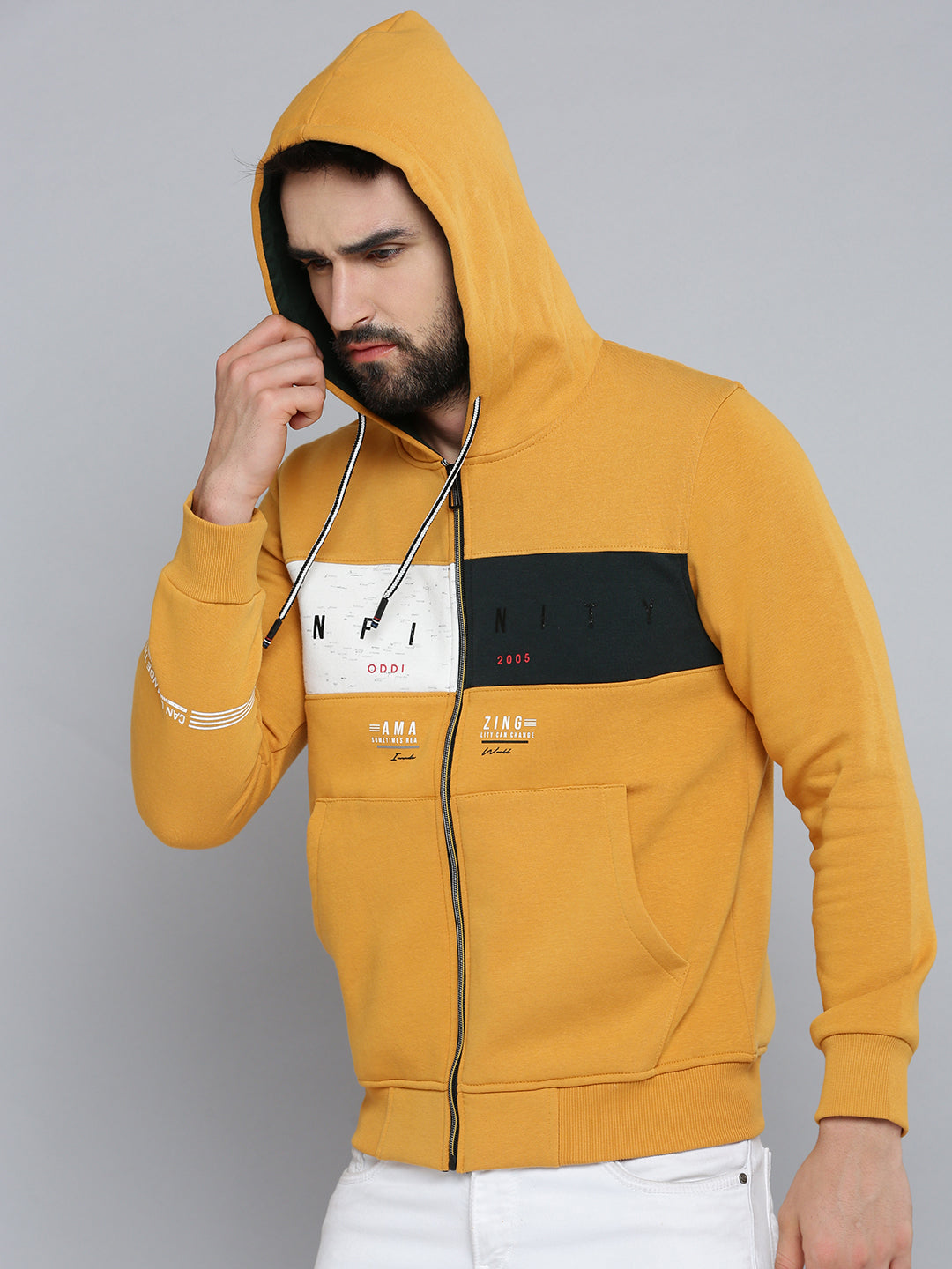 Men Yellow Solid Sweatshirt