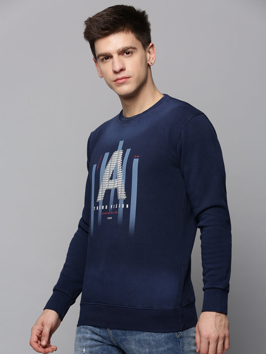 Men Navy Printed Sweatshirt