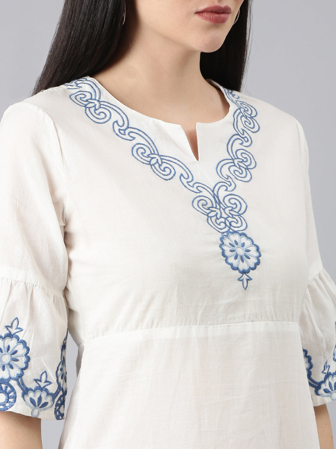 Women White Printed A-Line Dress