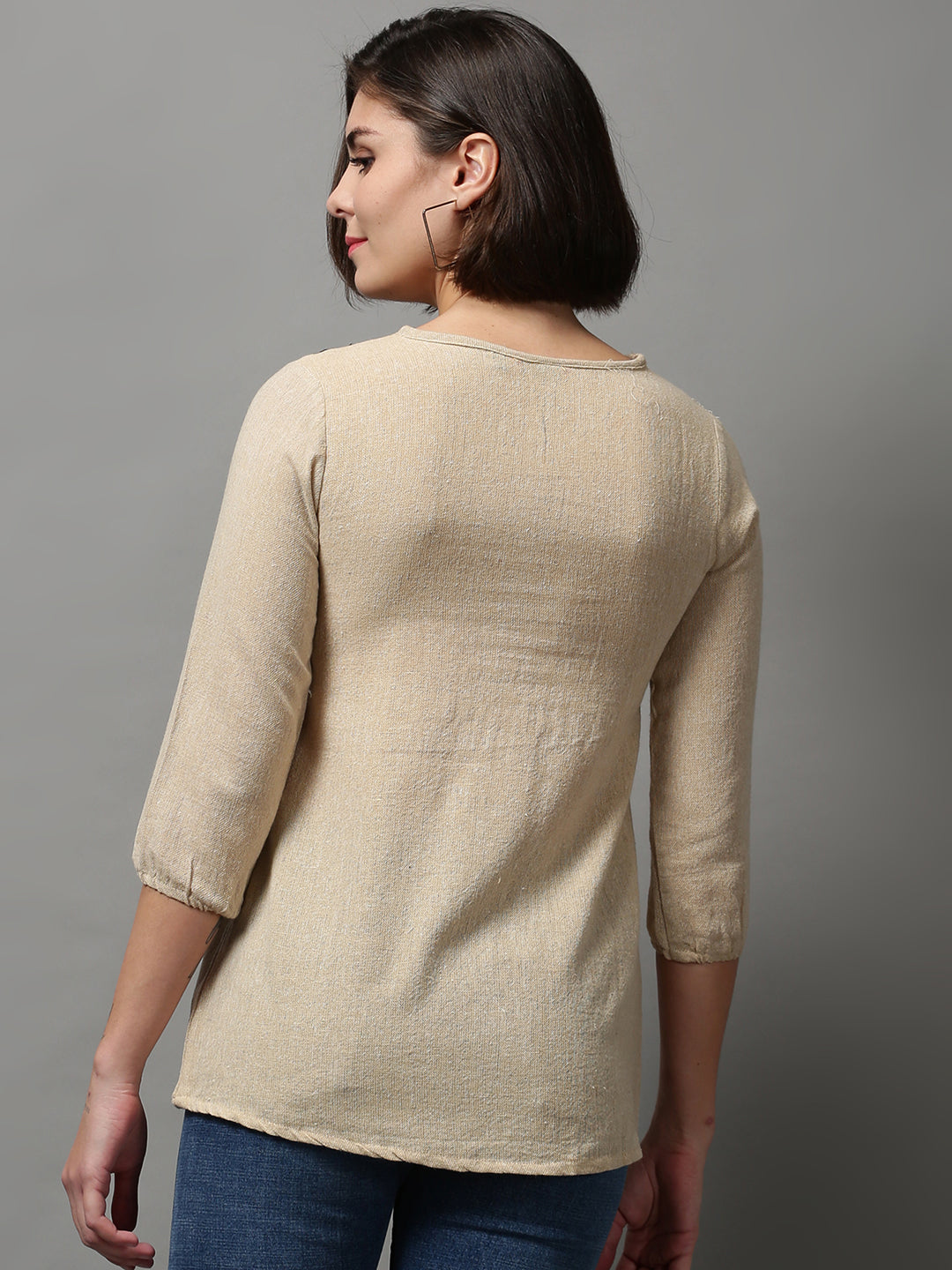 Women's Beige Solid Top