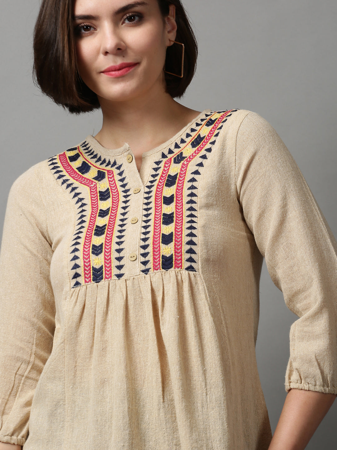 Women's Beige Solid Top