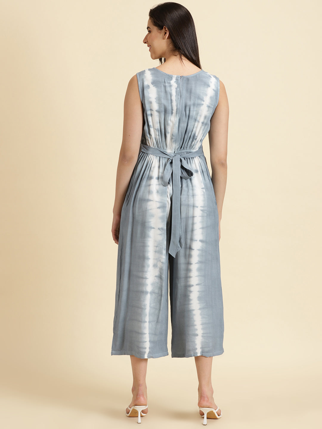 Women's Grey Printed Jumpsuit