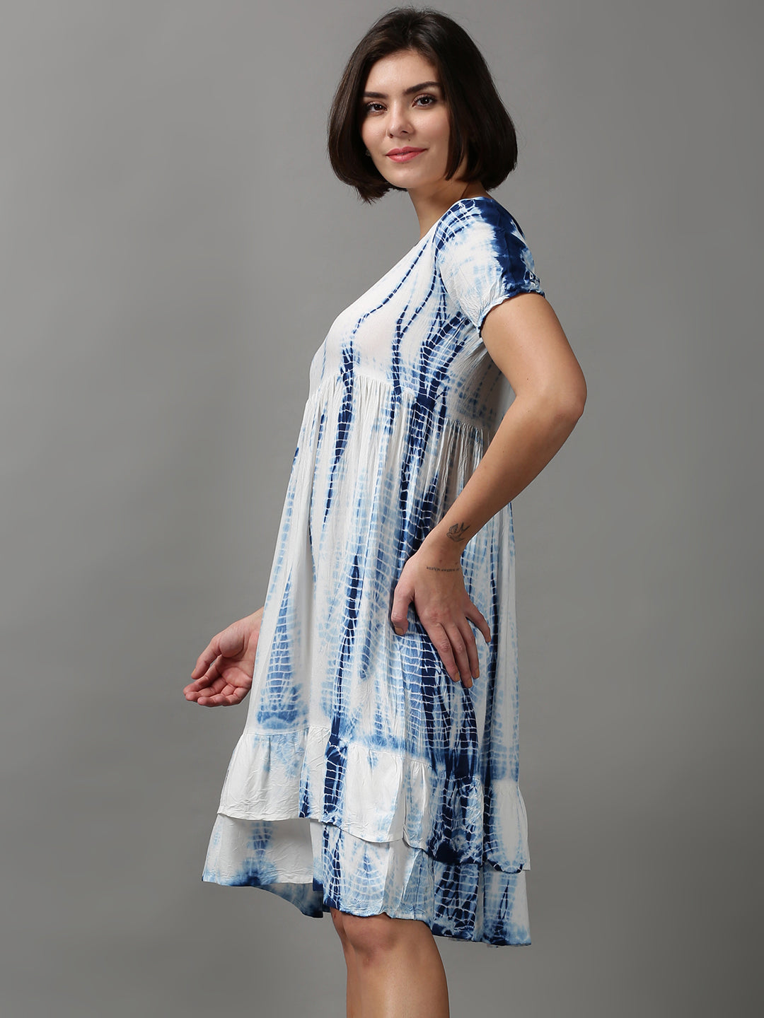 Women's White Tie Dye Empire Dress