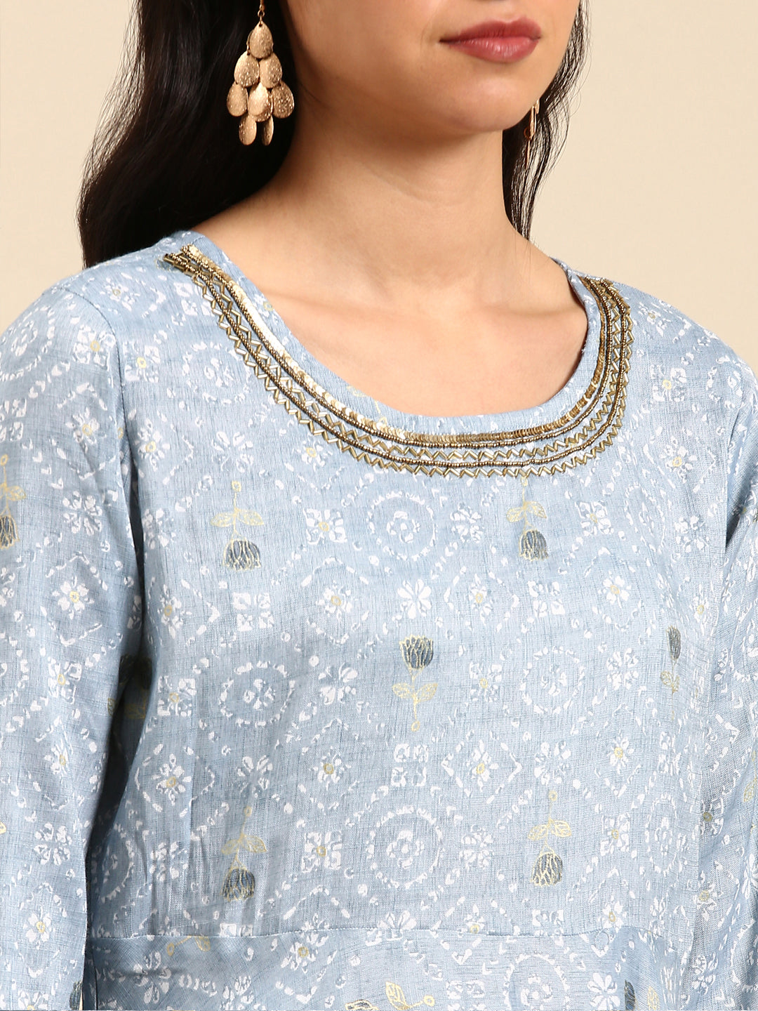 Women's Blue Printed Kurta Set