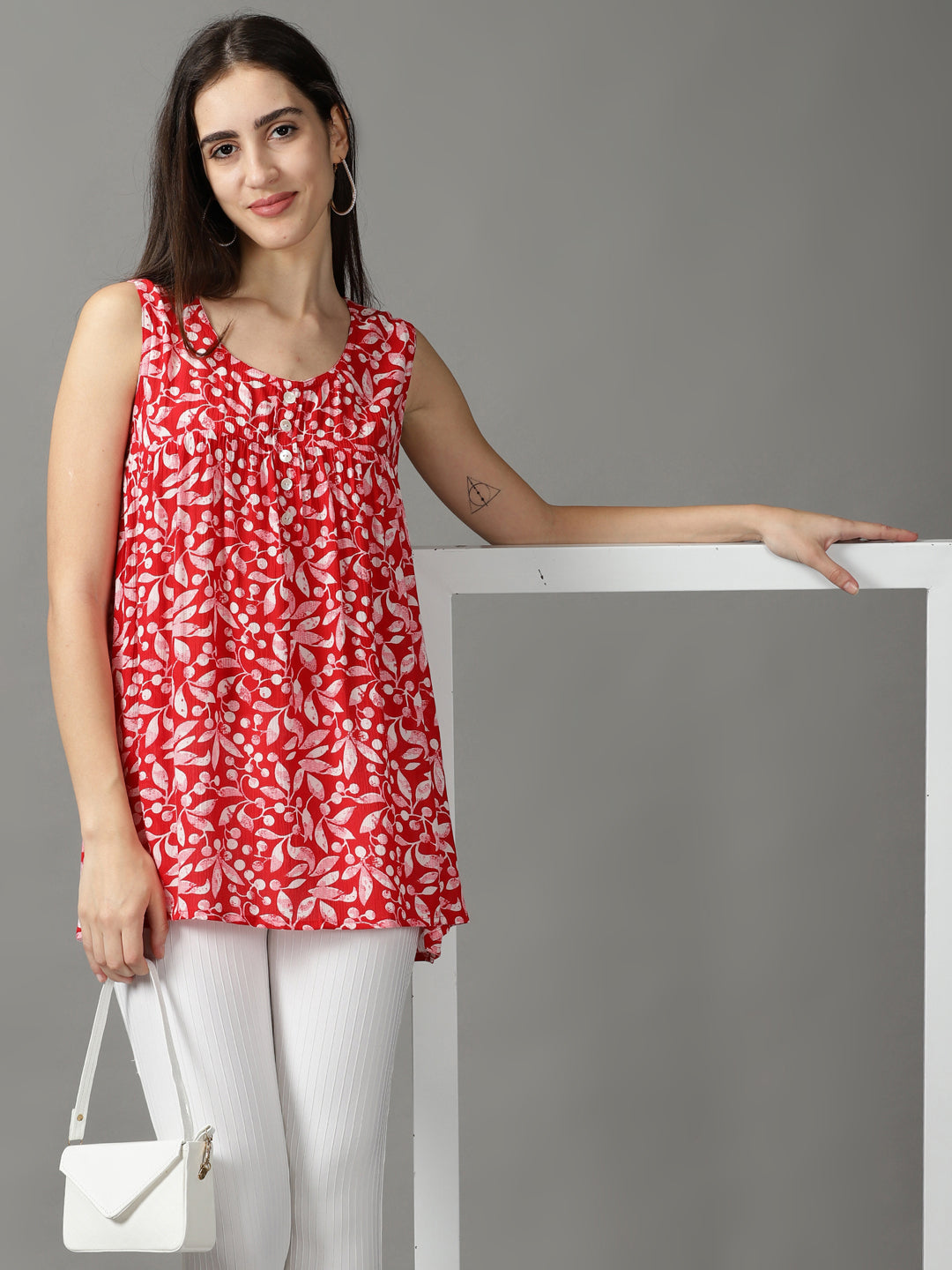 Women's Red Printed Top
