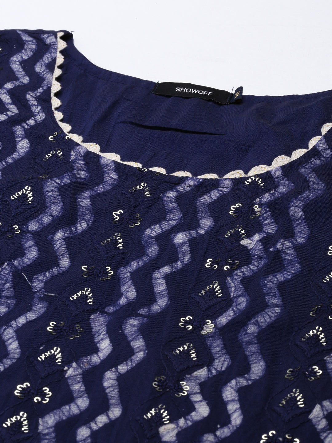 Women's Navy Blue Tie Dye Kurta Set