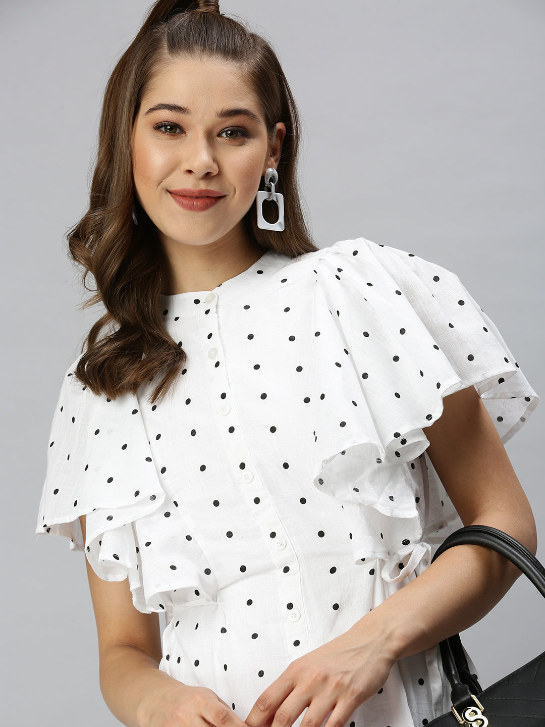 Women's White Printed Shirt Dress
