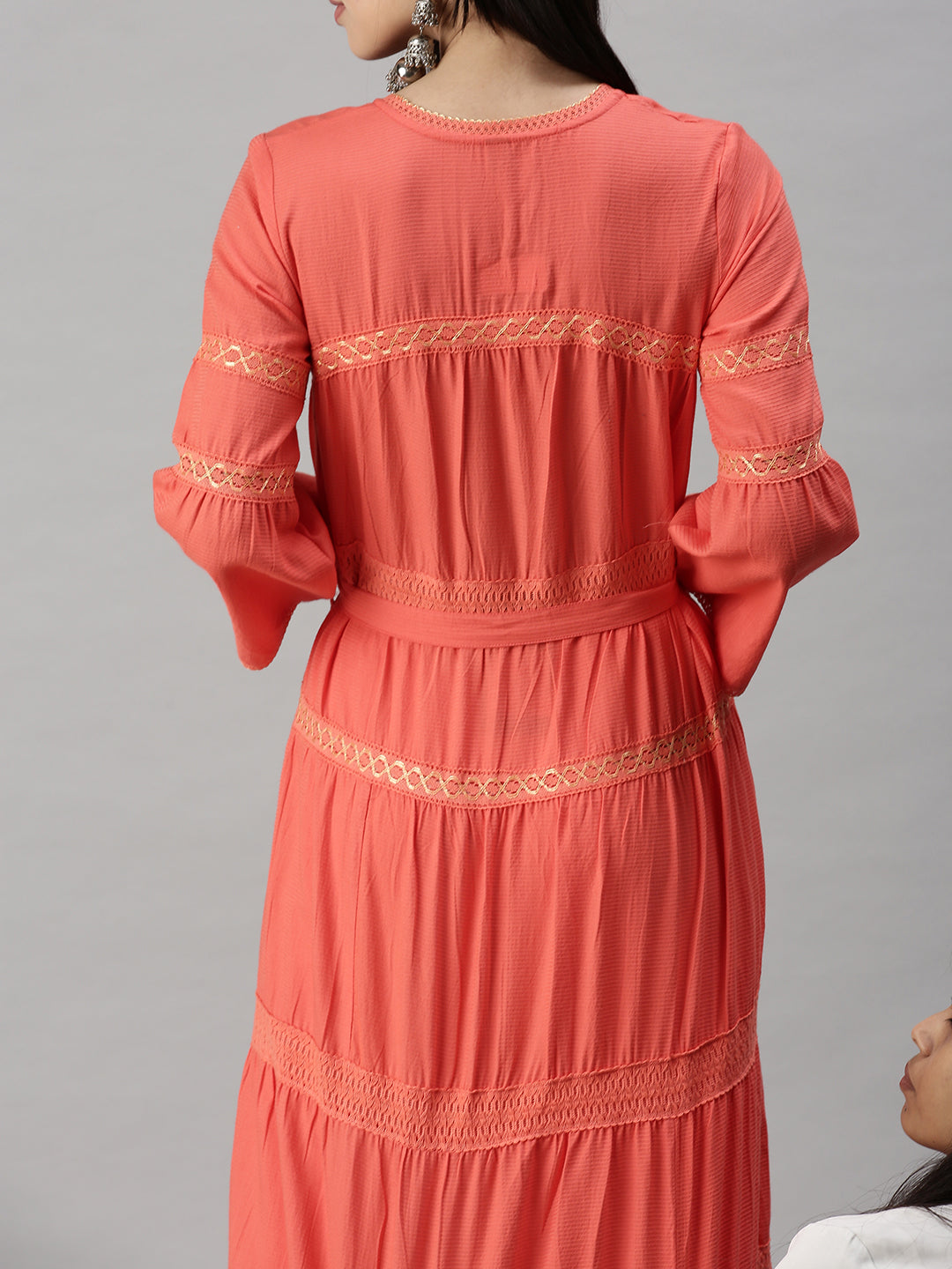 Women's Peach Solid Anarkali Kurta