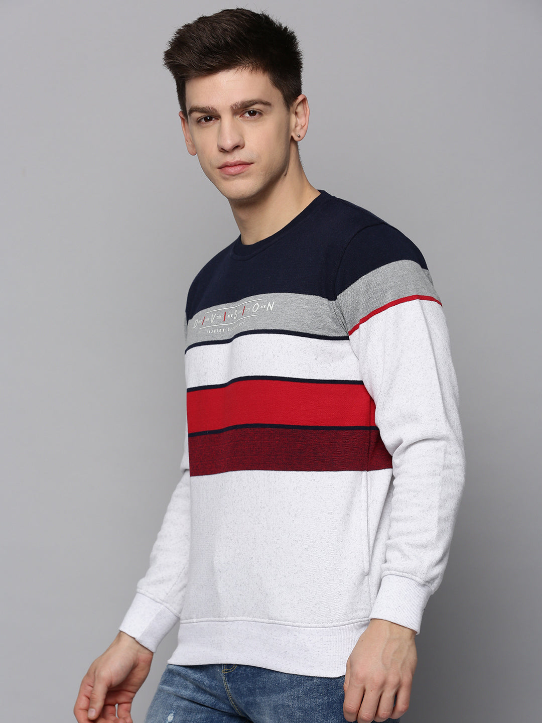 Men White Colourblock Sweatshirt