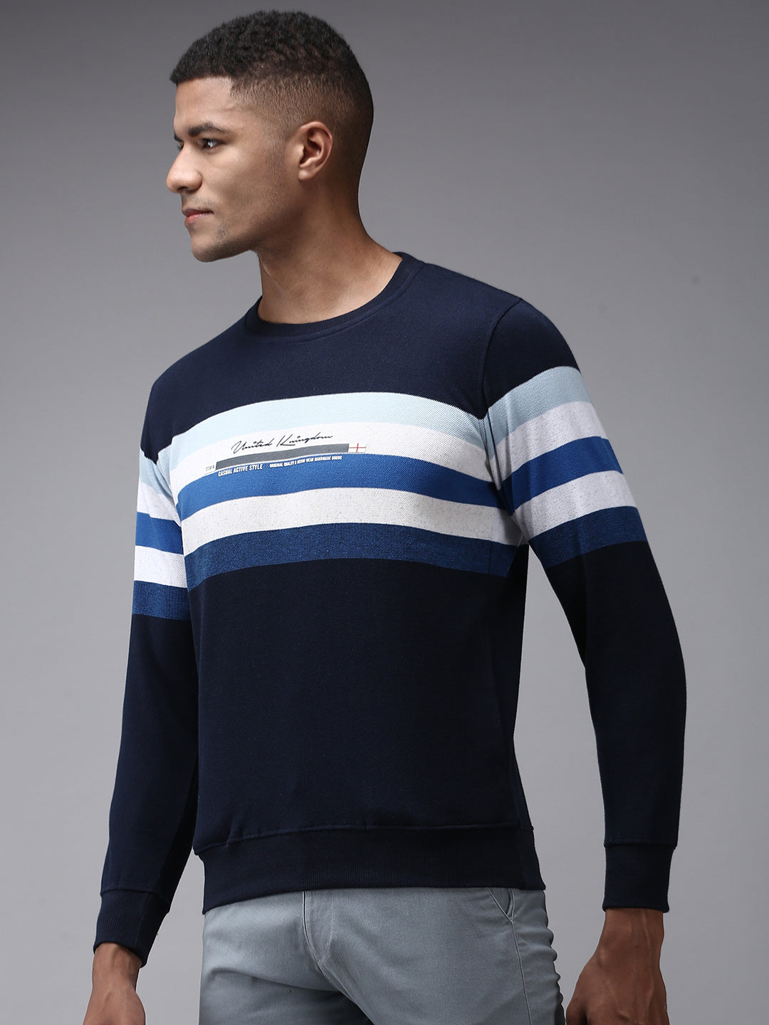 Men Blue Colourblock Sweatshirt