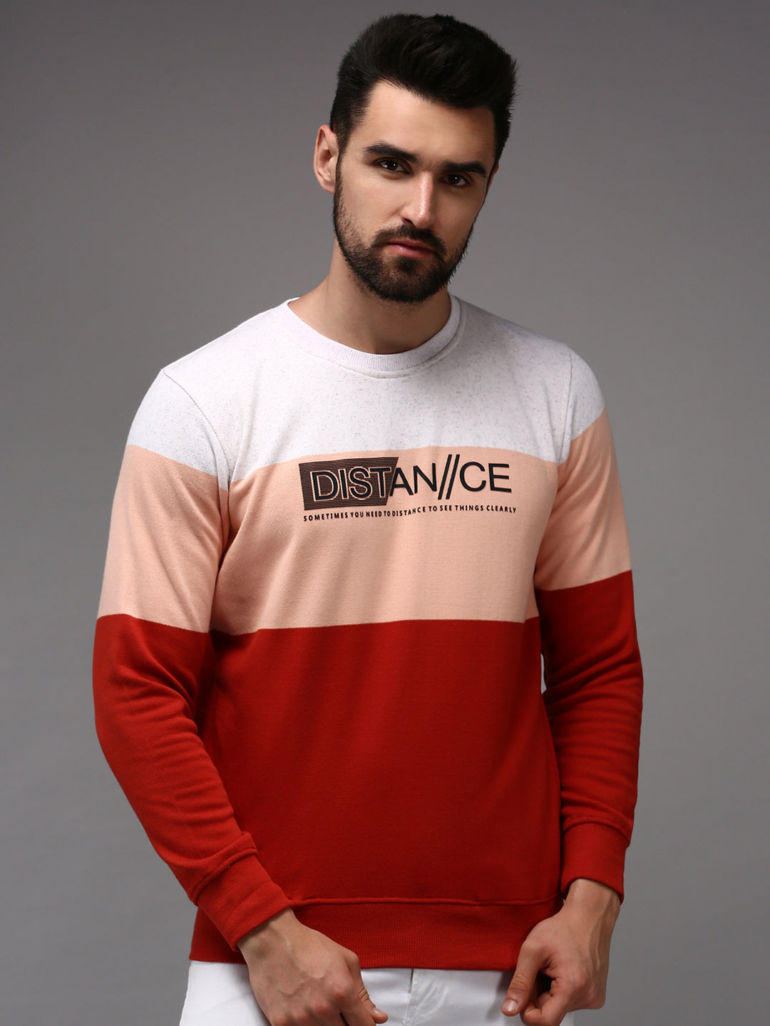 Men Orange Colourblock Sweatshirt