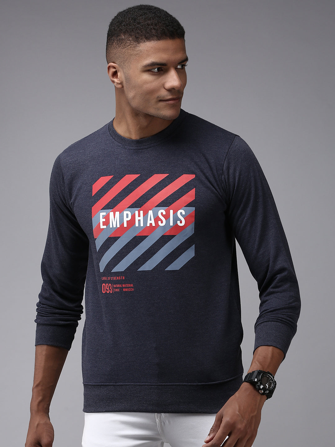 Men Blue Solid Sweatshirt