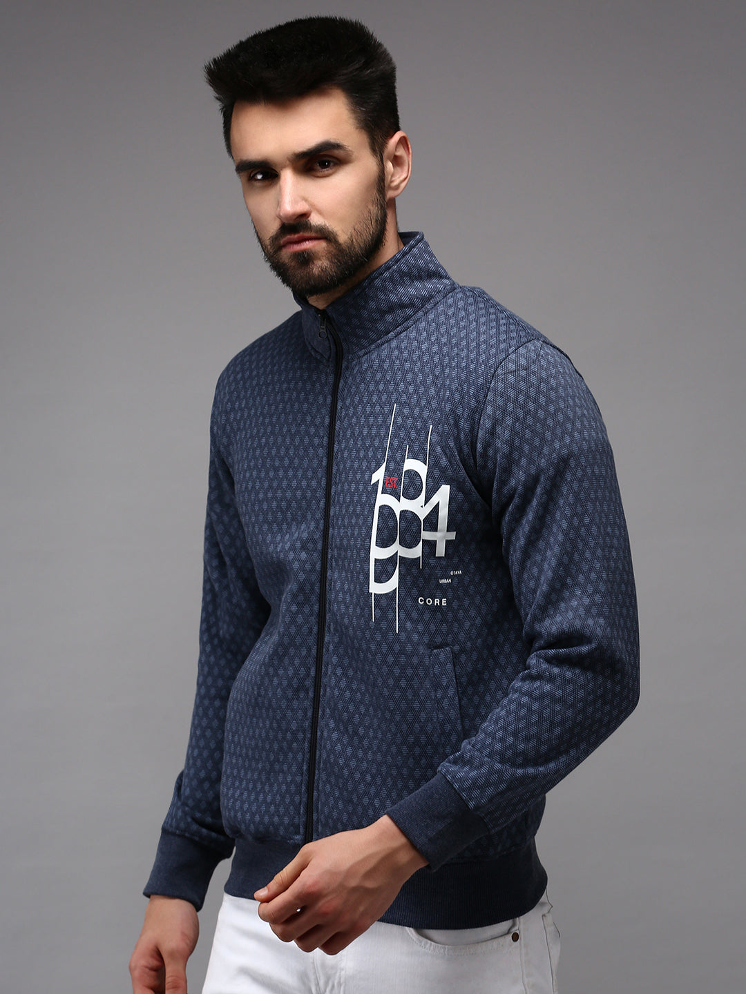 Men Blue Printed Sweatshirt