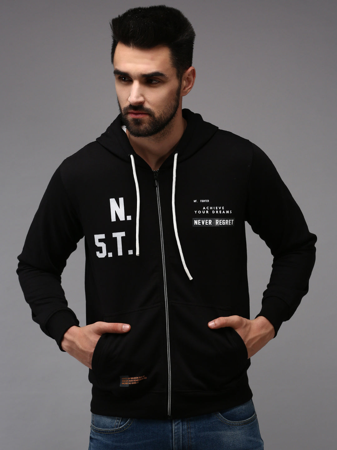 Men Black Solid Sweatshirt