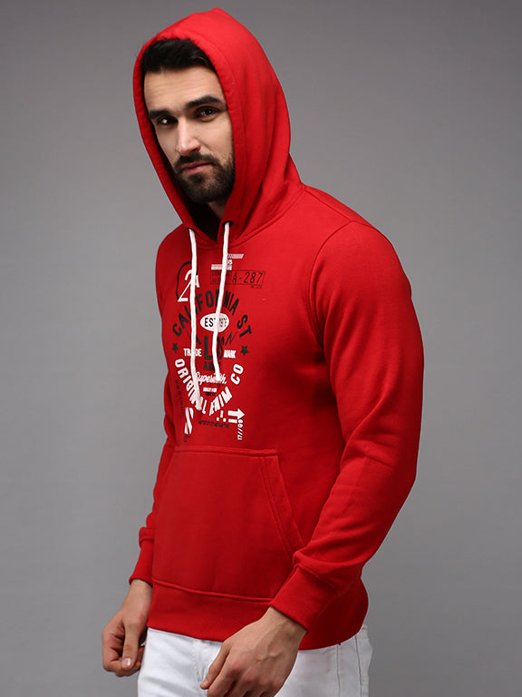 Men Red Solid Sweatshirt