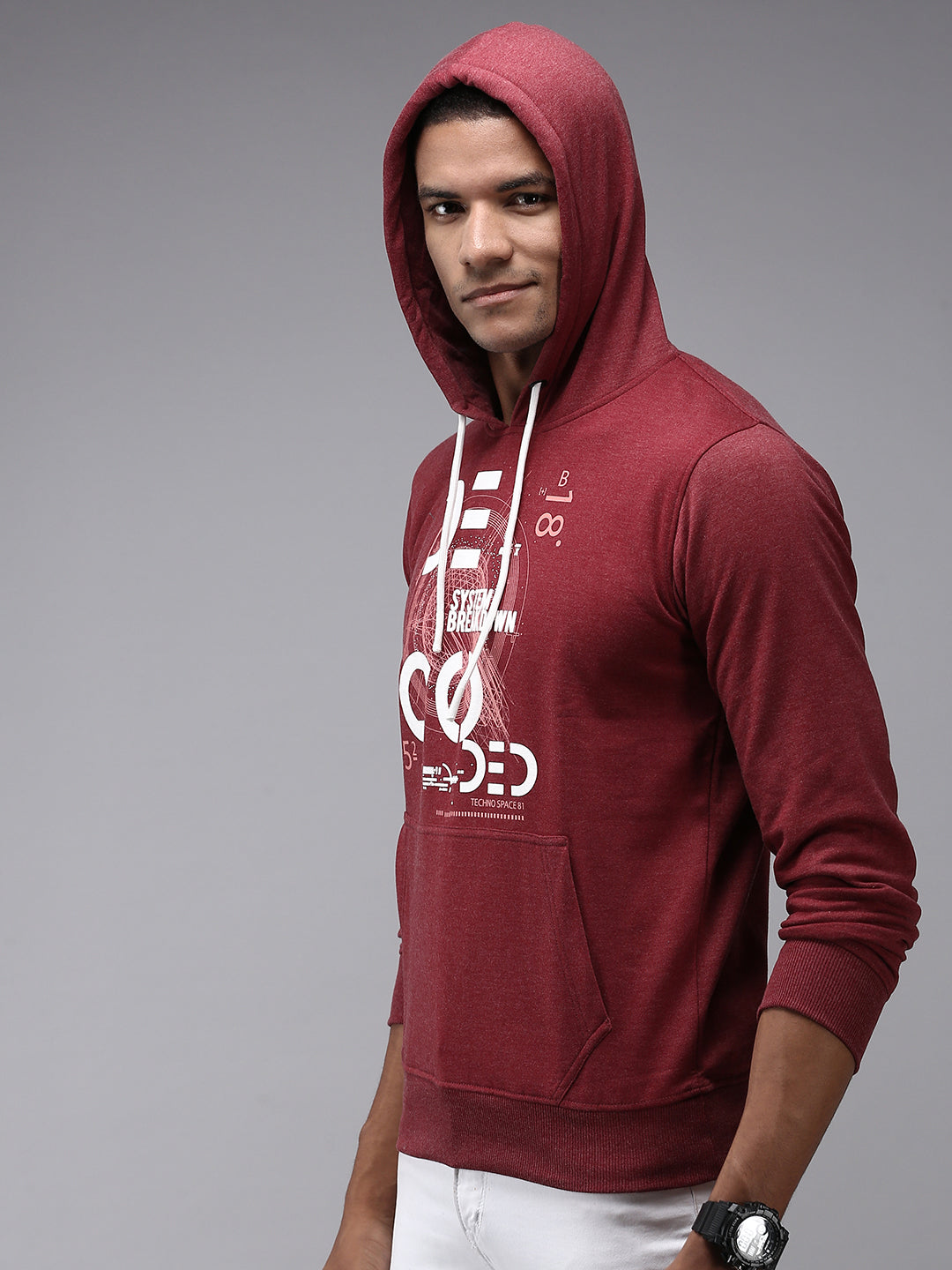 Men Red Solid Sweatshirt