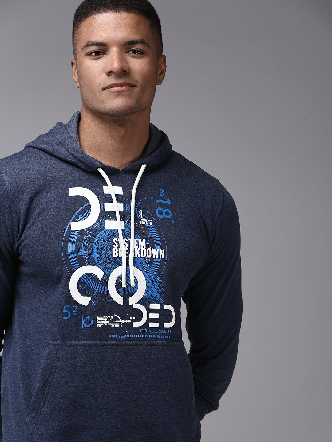 Men Blue Solid Sweatshirt