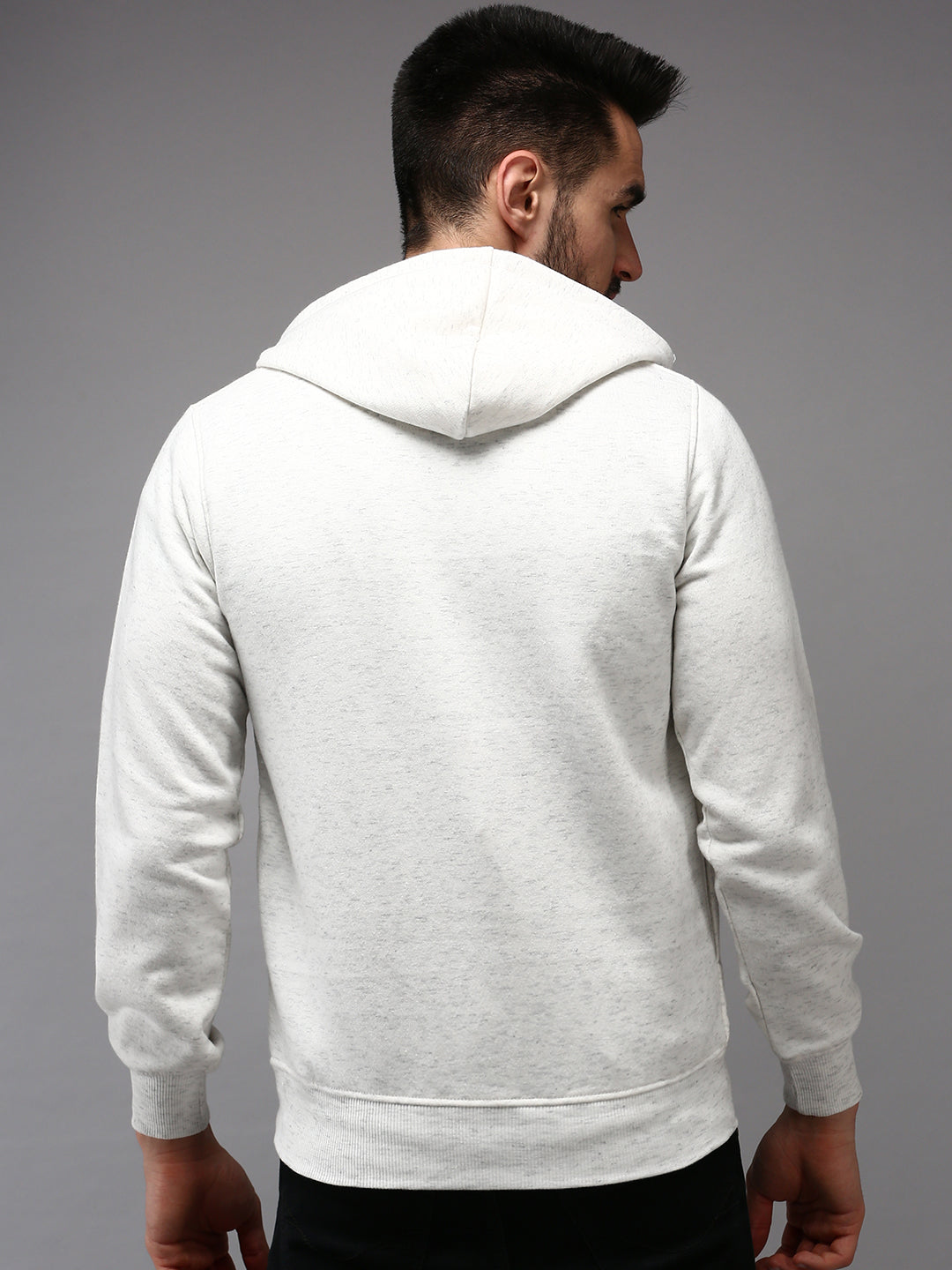 Men White Solid Sweatshirt