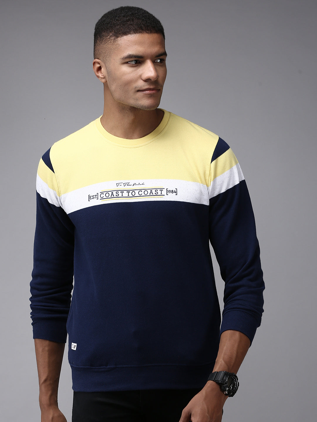 Men Blue Colourblock Sweatshirt
