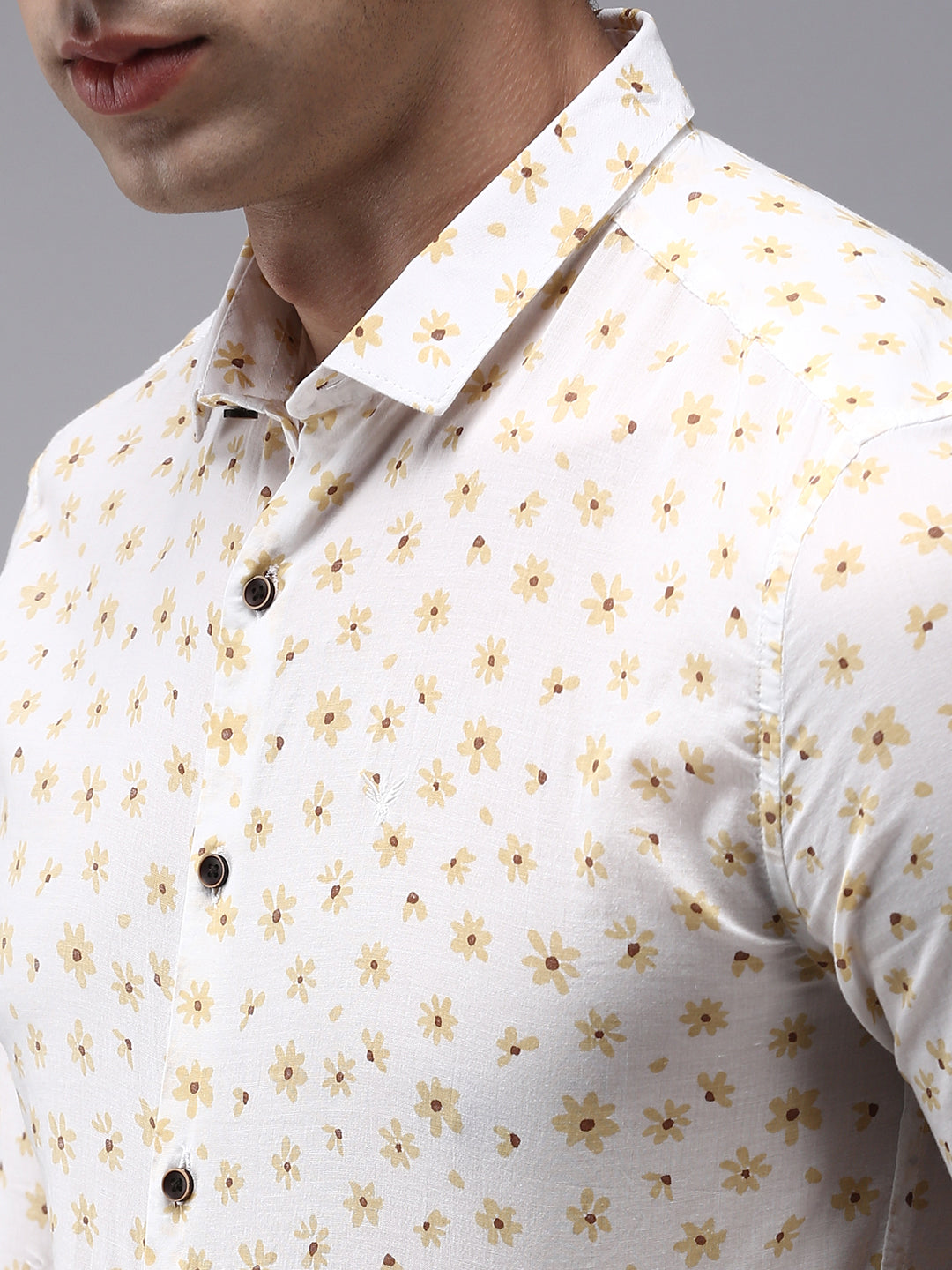 Men White Printed Casual Shirt