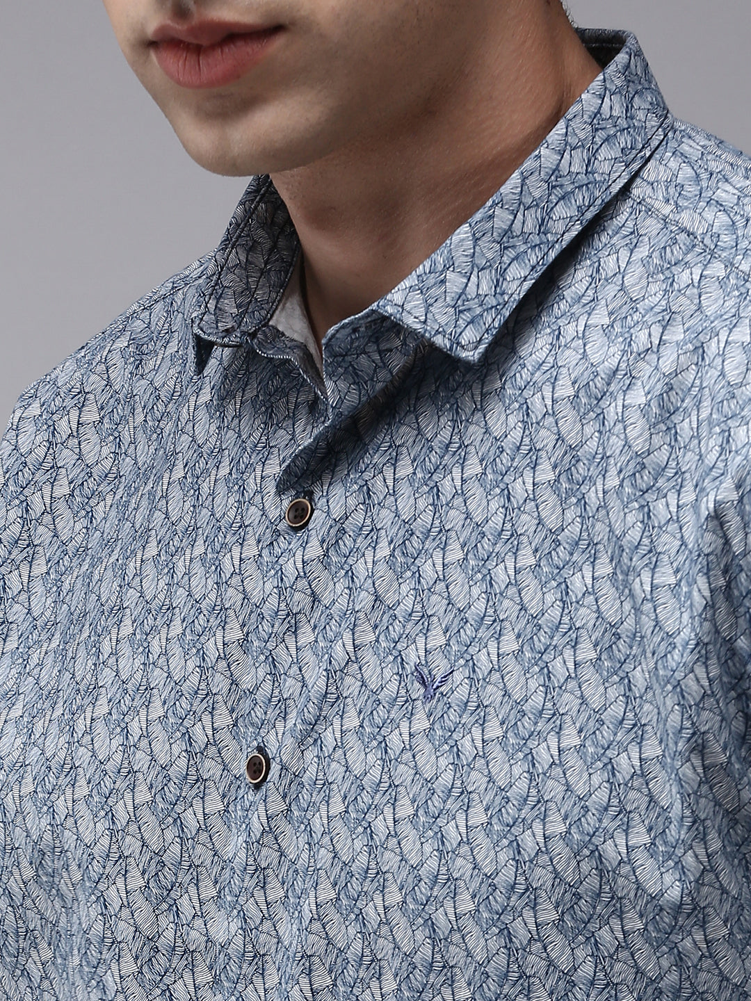 Men Blue Printed Casual Shirt