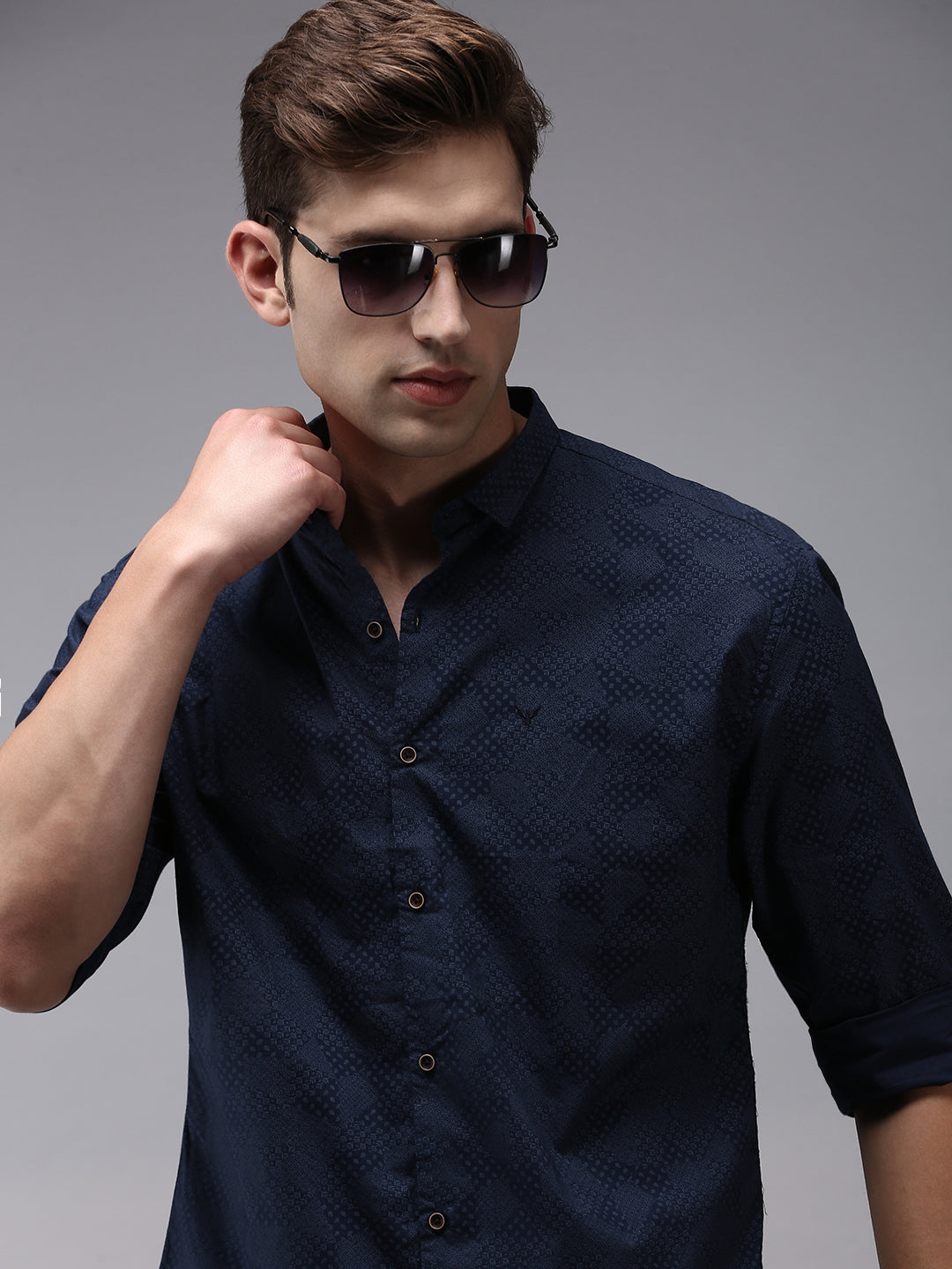 Men Blue Printed Casual Shirt