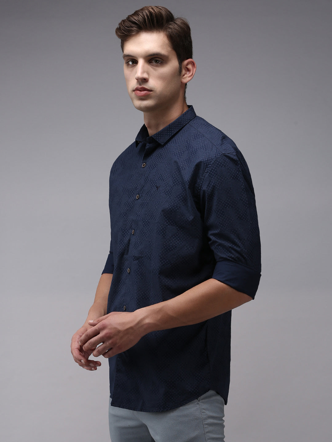 Men Blue Printed Casual Shirt