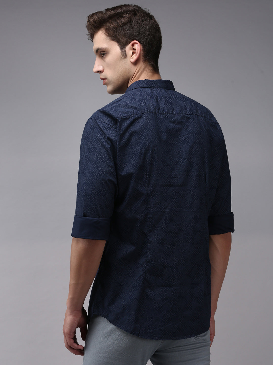 Men Blue Printed Casual Shirt