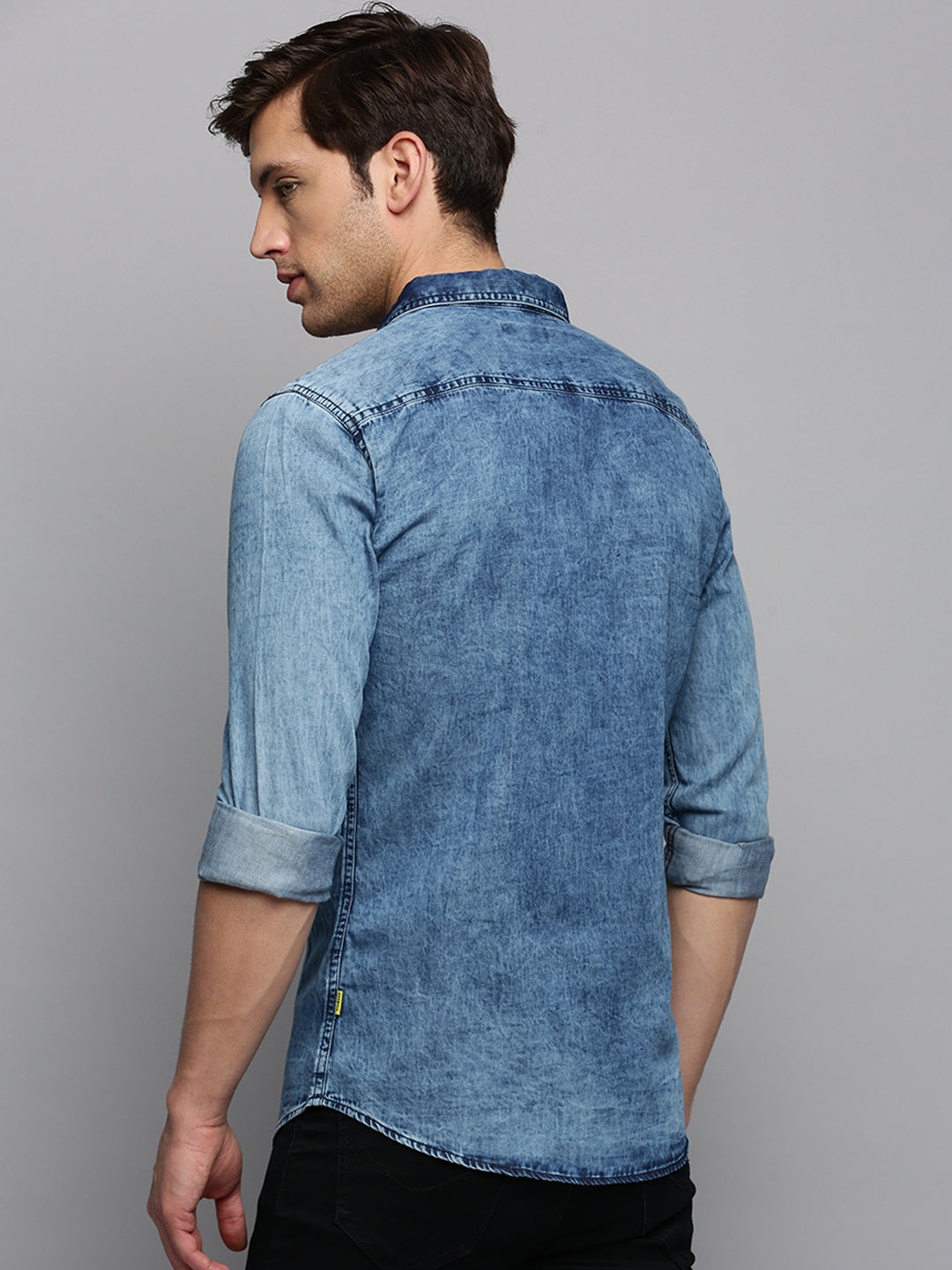 Men Blue Solid Casual Shirt