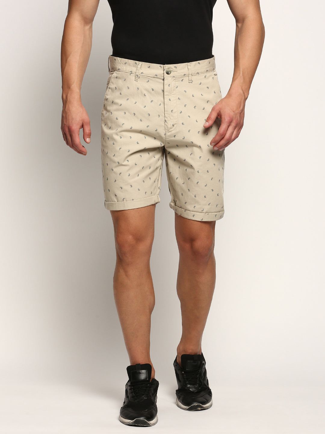 Men Beige Printed Shorts
