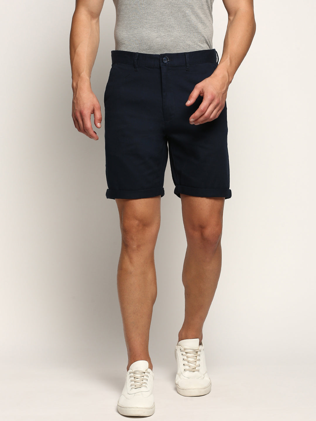 Men Navy Solid Shorts