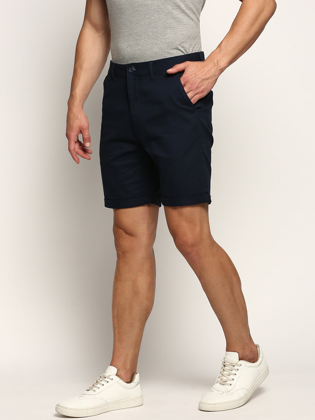 Men Navy Solid Shorts