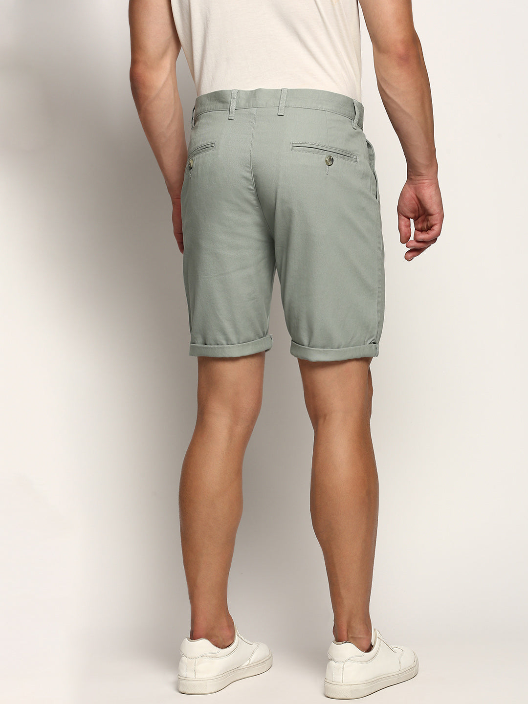 Men Green Solid Shorts