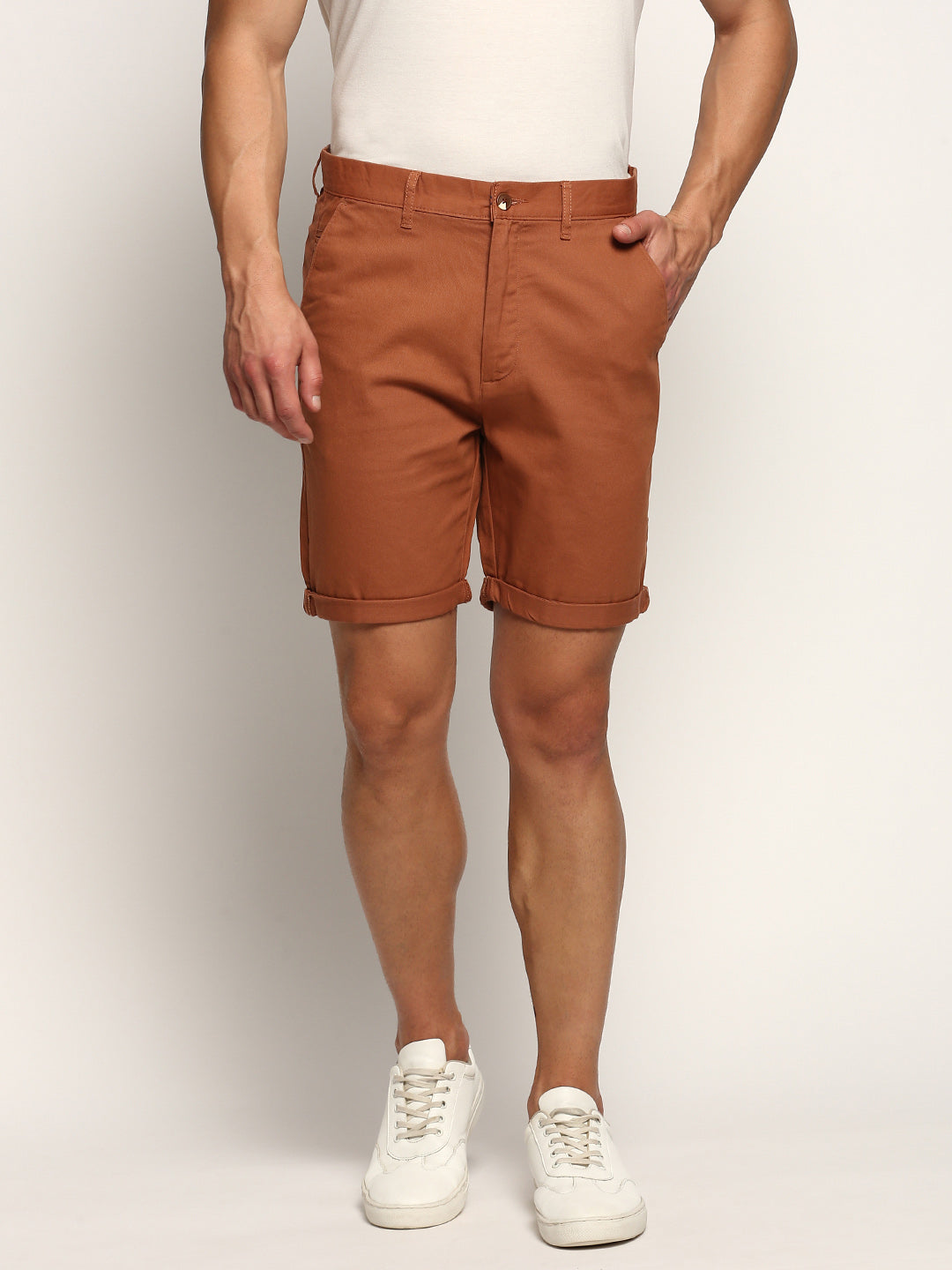 Men Brown Solid Shorts