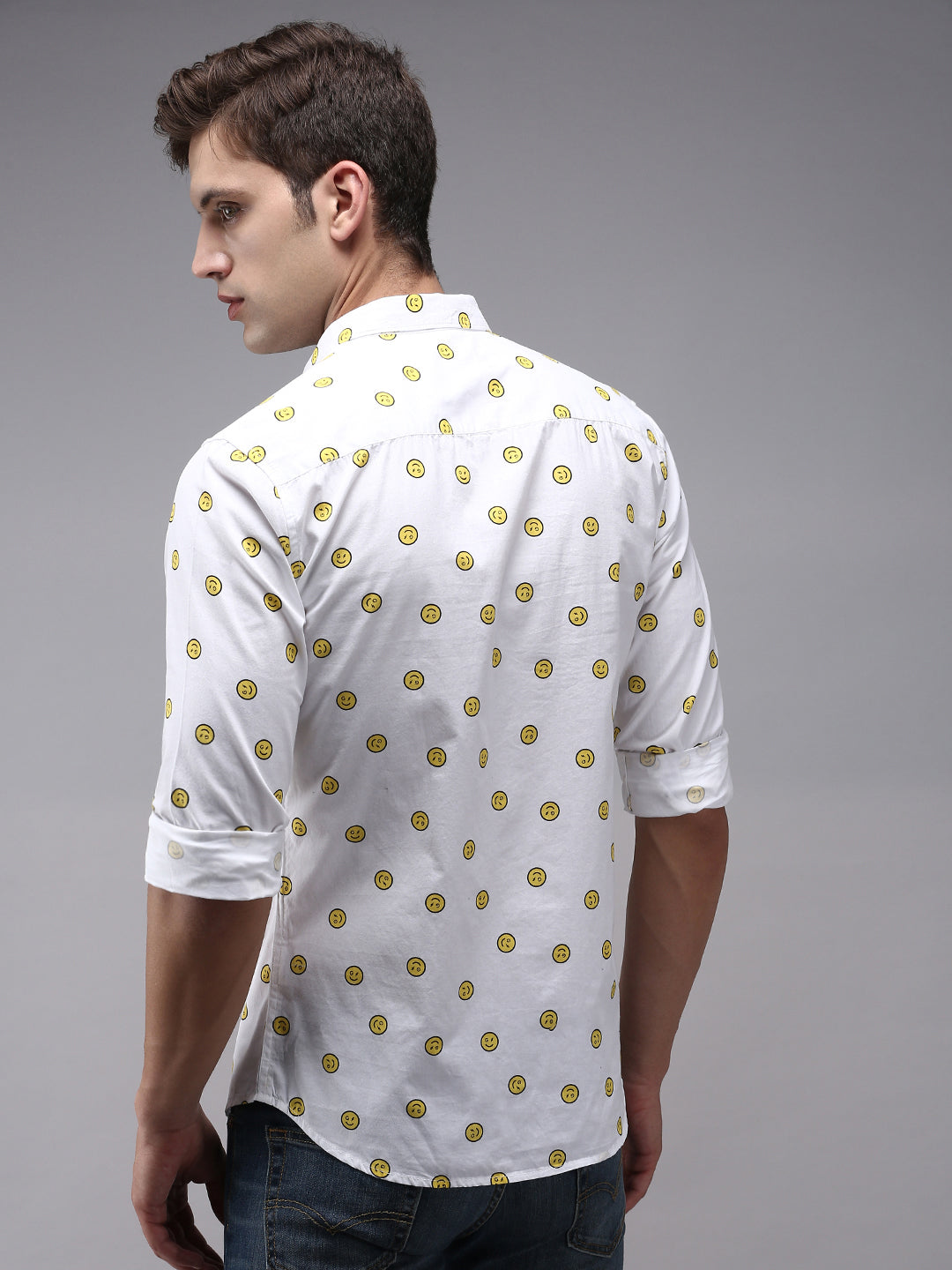 Men White Printed Casual Shirt