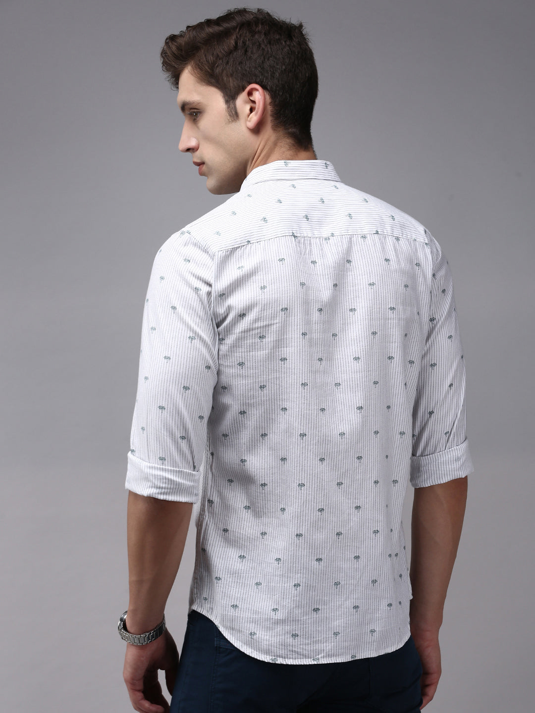 Men White Printed Casual Shirt