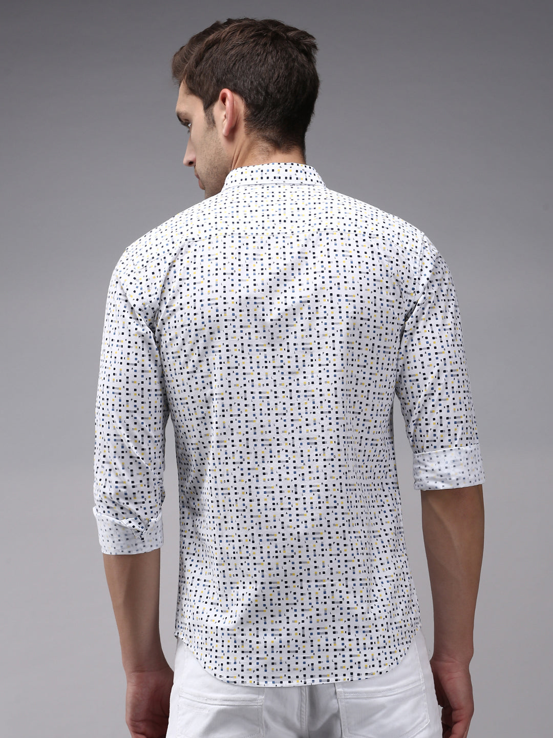 Men White Printed Casual Shirt