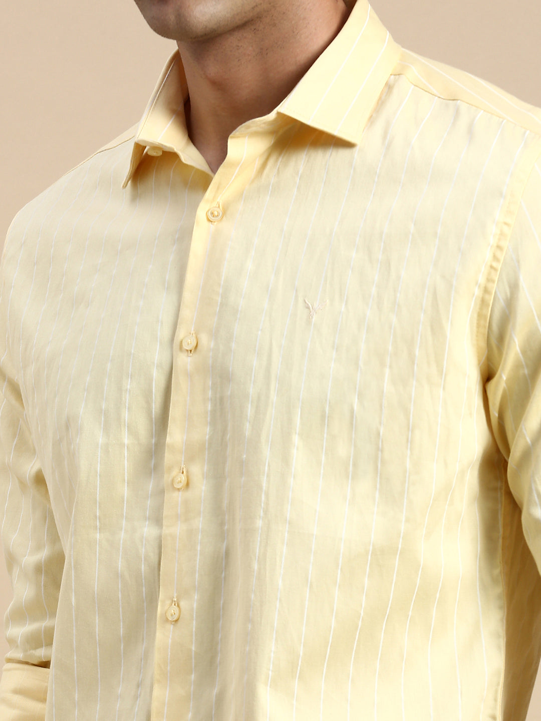 Men Yellow Striped Casual Shirt