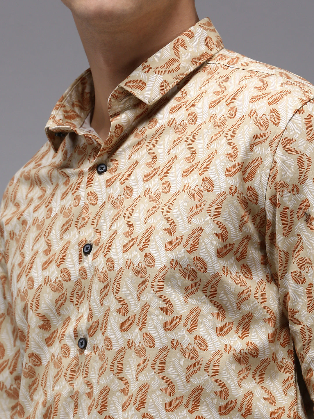 Men Beige Printed Casual Shirt