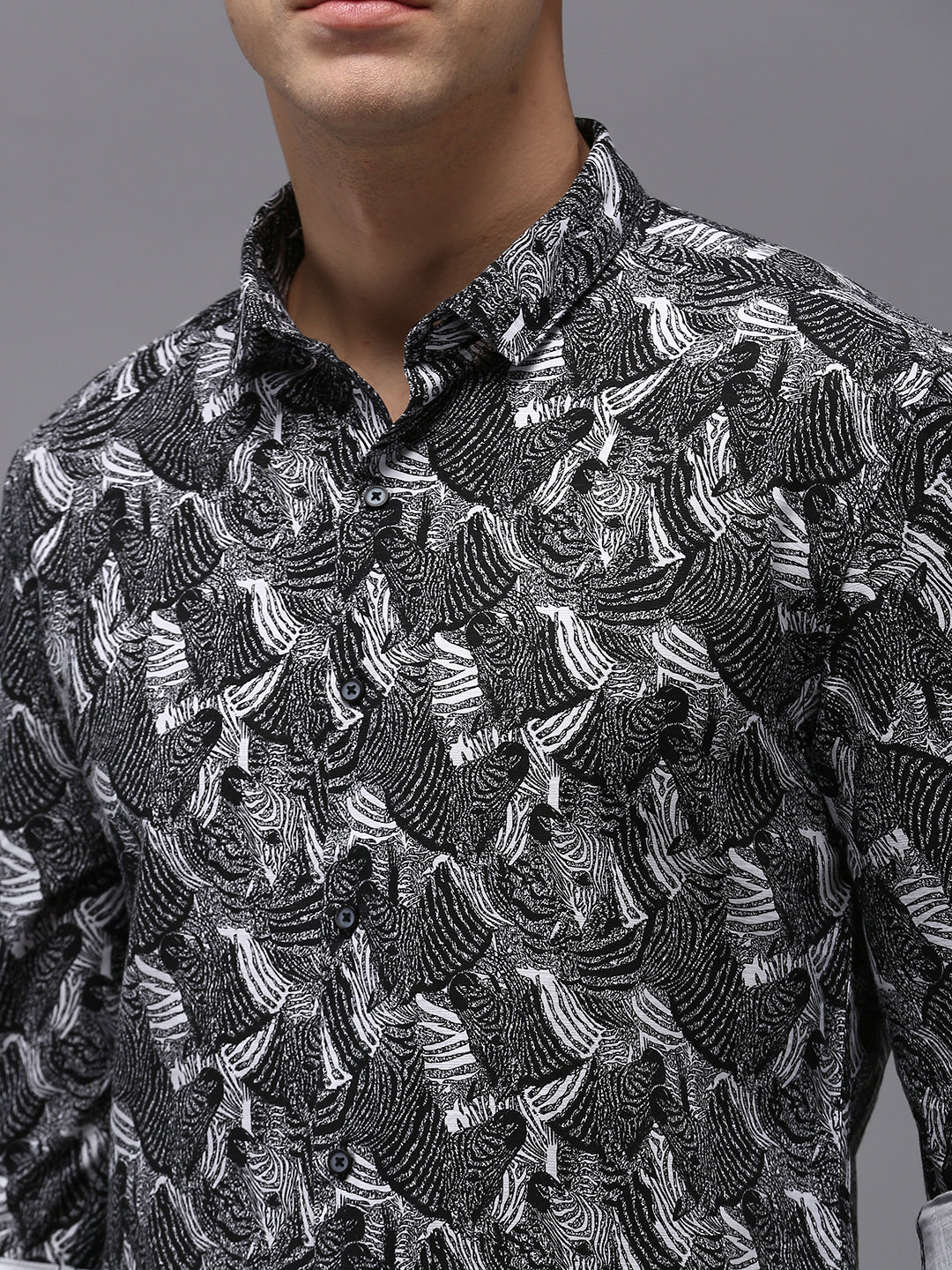 Men Black Printed Casual Shirt