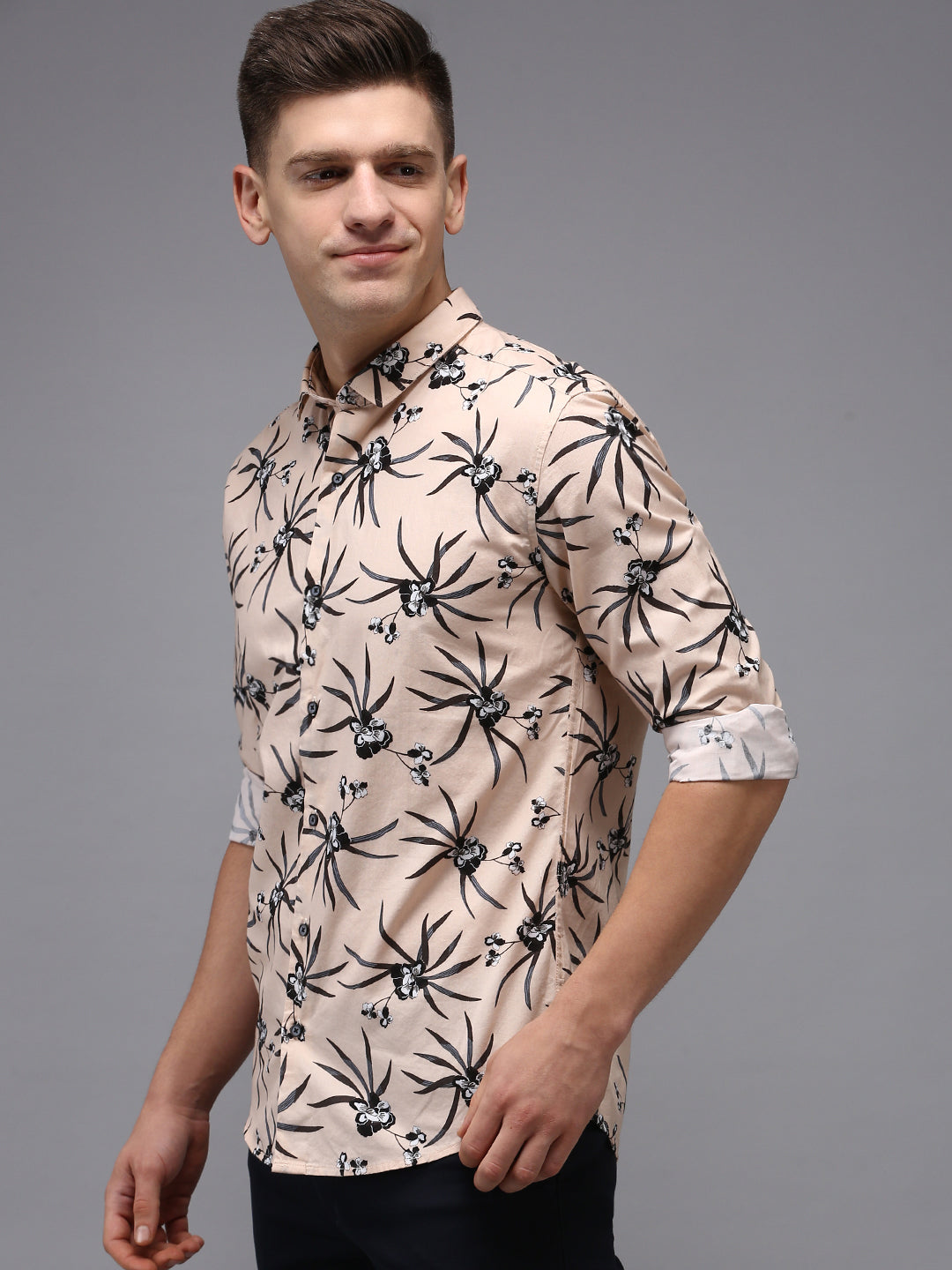 Men Pink Printed Casual Shirt