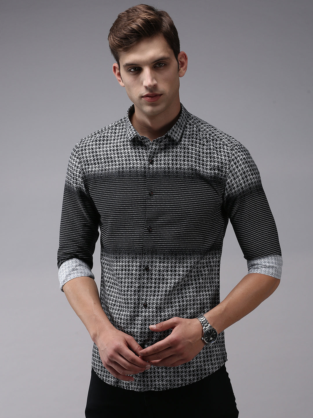 Men Black Printed Casual Shirt