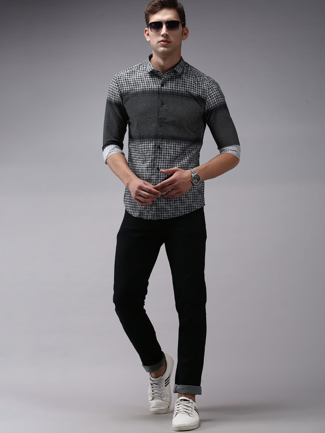 Men Black Printed Casual Shirt