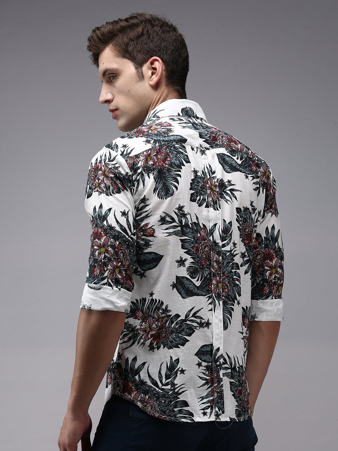 Men White Printed Casual Shirt