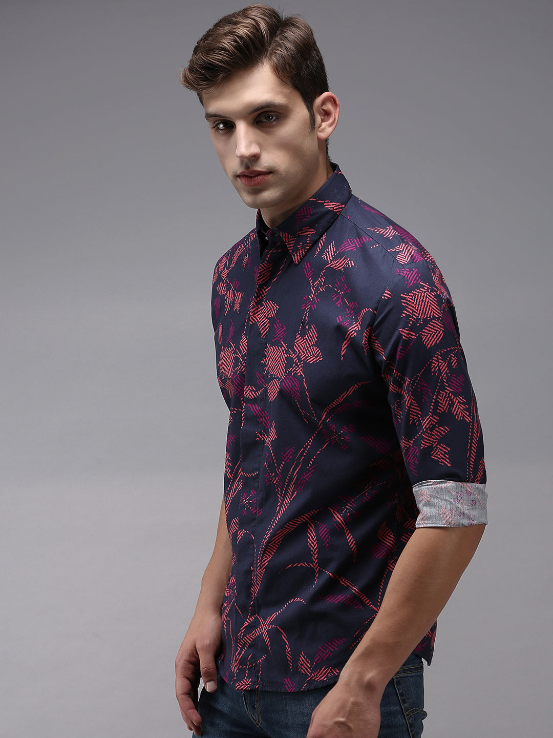 Men Blue Printed Casual Shirt