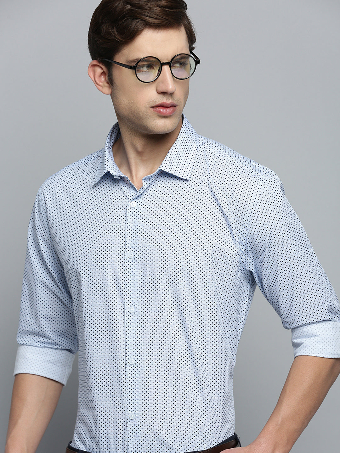 Men Blue Printed Formal Shirt